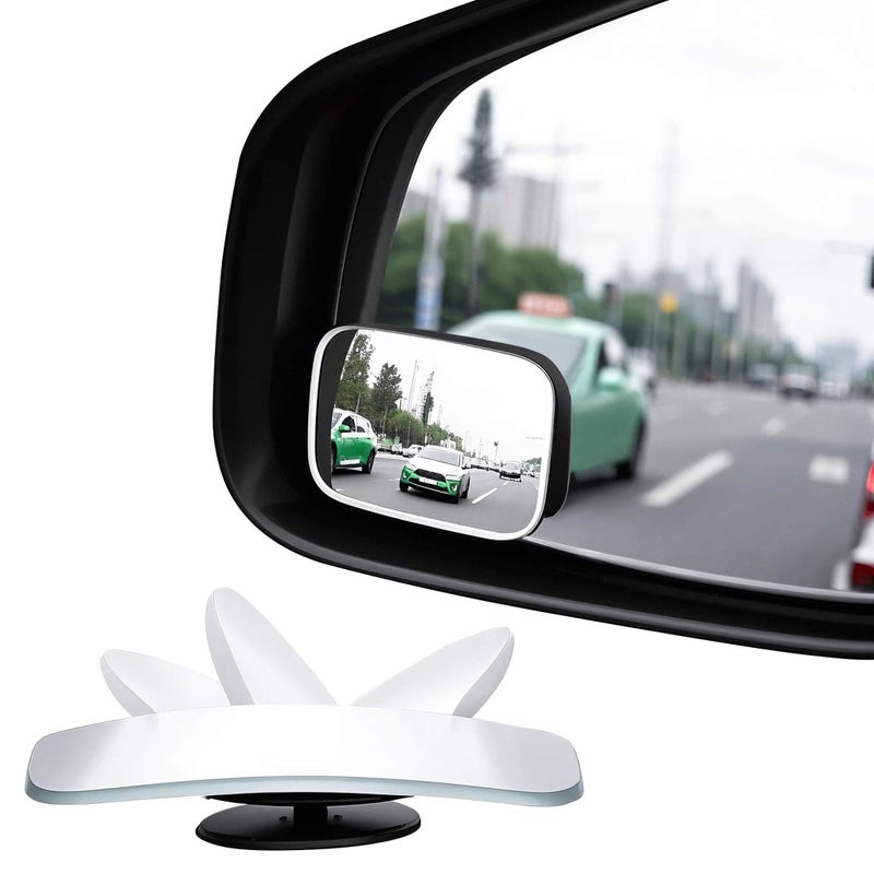 Blind Spot Mirror Amfor HD Glass Convex Lens Frameless Adjustable Blind Spot Mirror for All Universal Vehicles Car Stickon Design 2 PCS Rectangle