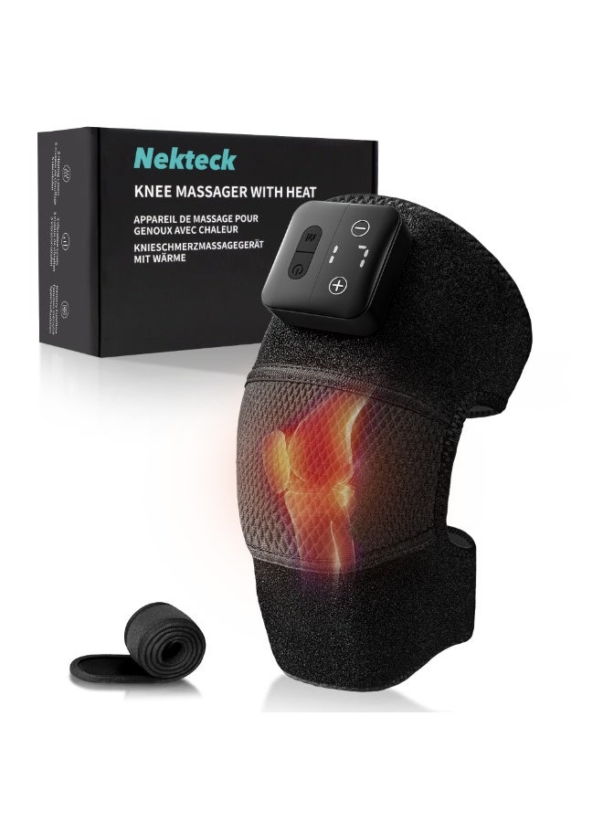 Nekteck Heated Knee Massager 2 Pack, Cordless Rechargeable Knee Wrap with 5 Heat Levels, 3 Vibration Modes, 20-Min Auto-Off, Soft Adjustable Wrap for Knees, Elbows and Shoulders - Image 2