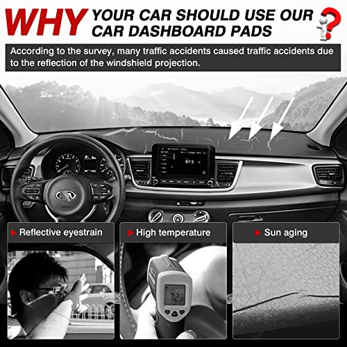 Autorder Dashboard Cover Mat for 2017-2023 Kia Rio Accessories Dash Cover Flannel Dash Mat Sunshade Glare UV Rays Protector - Image 2