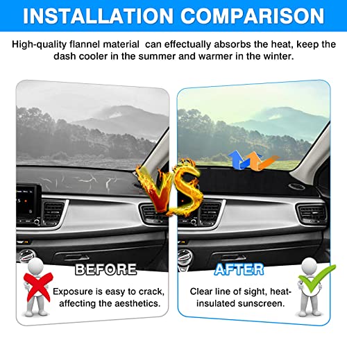 Autorder Dashboard Cover Mat for 2017-2023 Kia Rio Accessories Dash Cover Flannel Dash Mat Sunshade Glare UV Rays Protector - Image 3