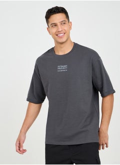 Styli Eco Earth Oversized Slogan Printed Athleisure Terry Tshirt  - Image 4