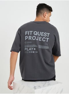 Styli Eco Earth Oversized Slogan Printed Athleisure Terry Tshirt  - Image 3