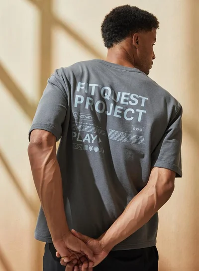 Styli Active Eco Earth Oversized Slogan Print Athleisure Terry T-Shirt