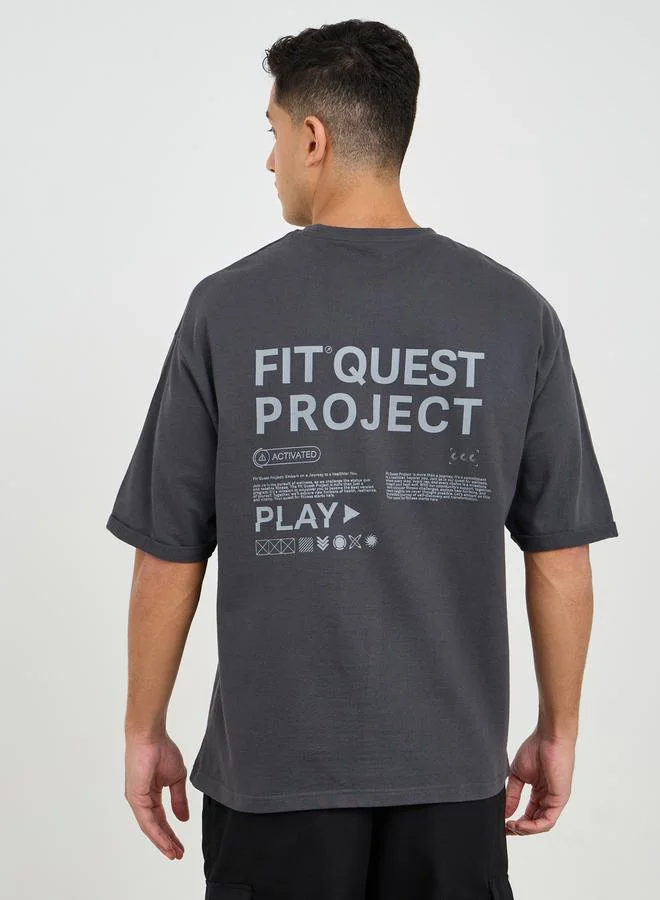 Styli Active Eco Earth Oversized Slogan Print Athleisure Terry T-Shirt