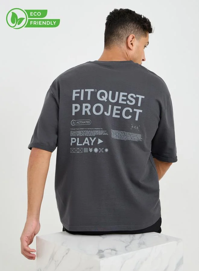 Styli Active Eco Earth Oversized Slogan Print Athleisure Terry T-Shirt