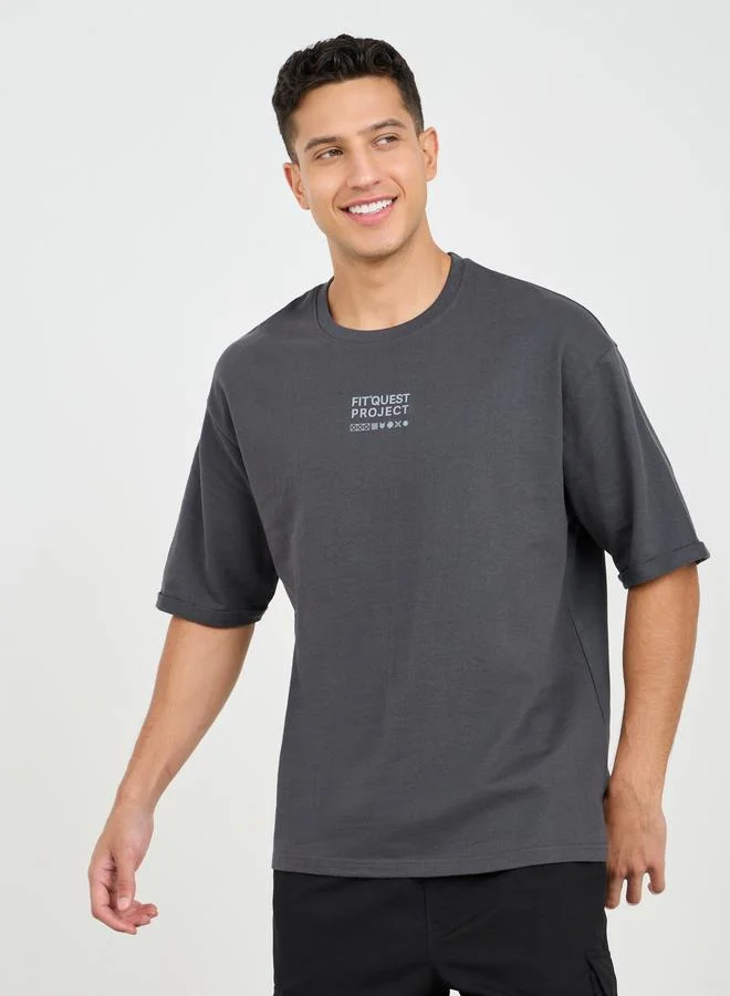 Styli Active Eco Earth Oversized Slogan Print Athleisure Terry T-Shirt