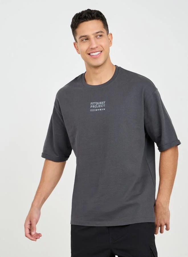 Eco Earth Oversized Slogan Print Athleisure Terry T-Shirt