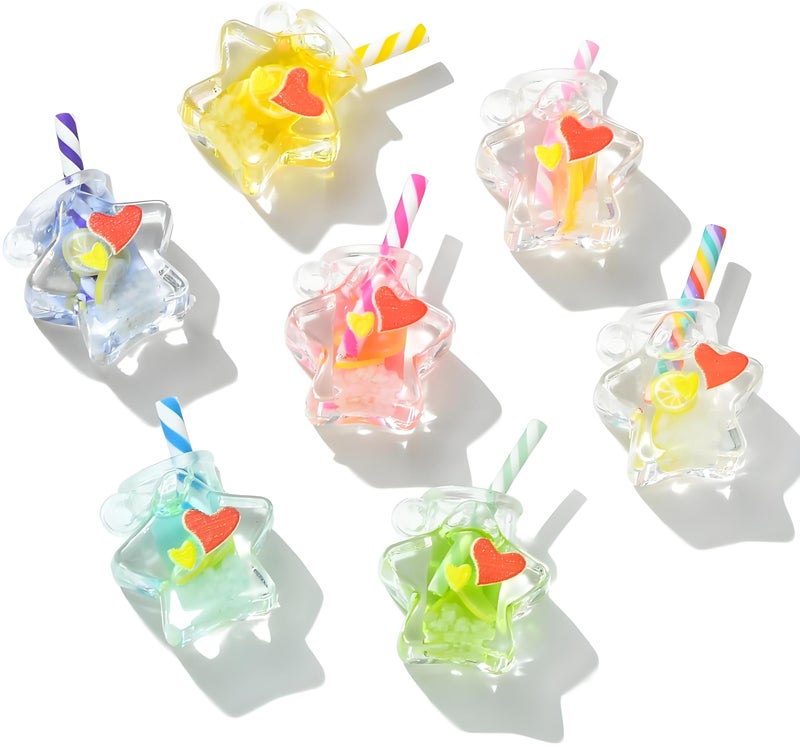 WinldMonmo 7 Pcs Transparent Luminous Wishing Bottle Charms â€“ Resin Star Jars & Mini Juice Bottle Pendants, Tiny Dangle Charms for DIY Jewelry Making, Bracelets, Necklaces, Earrings, Keychains & Craft Supplies - Image 1
