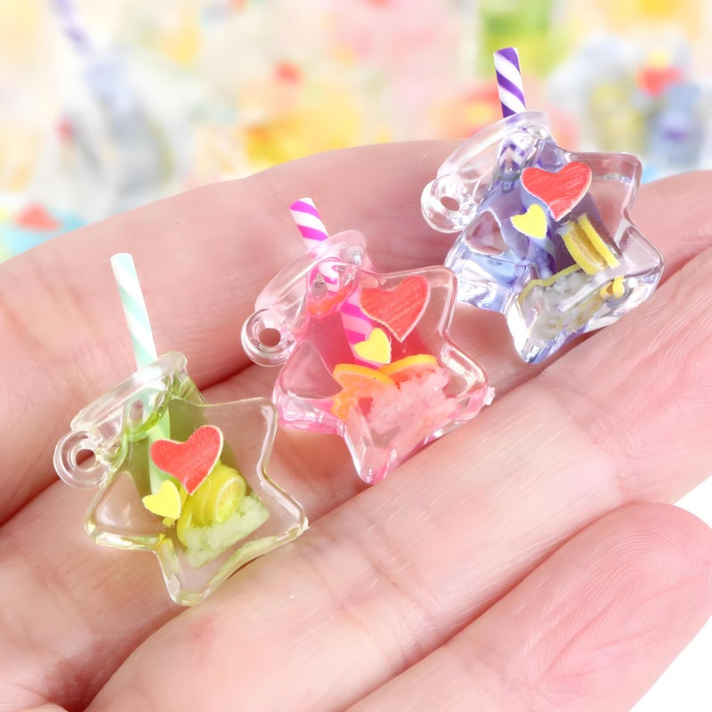 WinldMonmo 7 Pcs Transparent Luminous Wishing Bottle Charms â€“ Resin Star Jars & Mini Juice Bottle Pendants, Tiny Dangle Charms for DIY Jewelry Making, Bracelets, Necklaces, Earrings, Keychains & Craft Supplies - Image 2