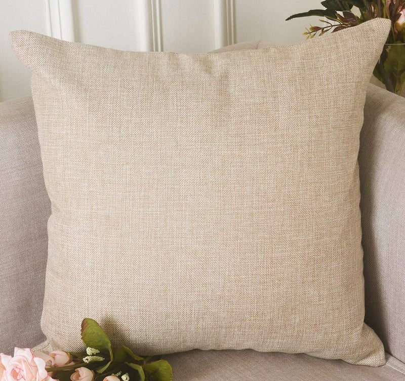 Khooti Jute Cushion Cover | 22x22 Inch, Light Linen - Image 1