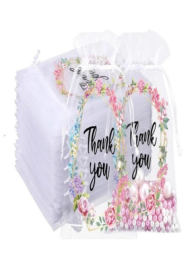 TINSICO Organza Potli Bags, Drawstring Pouches for Gift Goodies and Candy (13x18 cm, White) Pack of 10