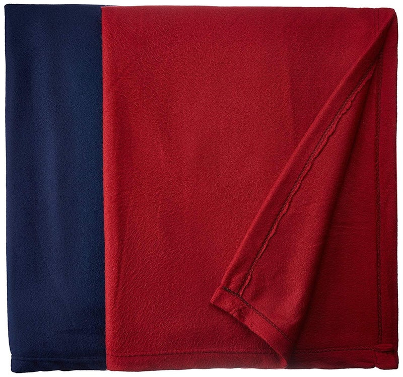 Purav Light 90''x90'' Double Bed Fleece Blanket & Warm Bedsheets-Lightweight All Season use Set of 2 pc-Maroon+Blue - Image 1