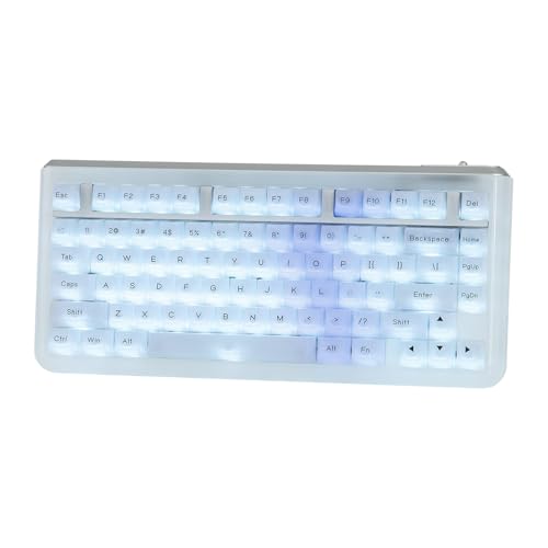 KiiBoom Jade75 75% Resin Molding Mechanical Keyboard, BT5.0/USB-C/2.4GHz Wireless Gaming Keyboard, QMK&VIA Programmable, RGB Backlits, Hot-Swappable, CNC+UV Case for Windows/Mac/Linux (Clear) - Image 1