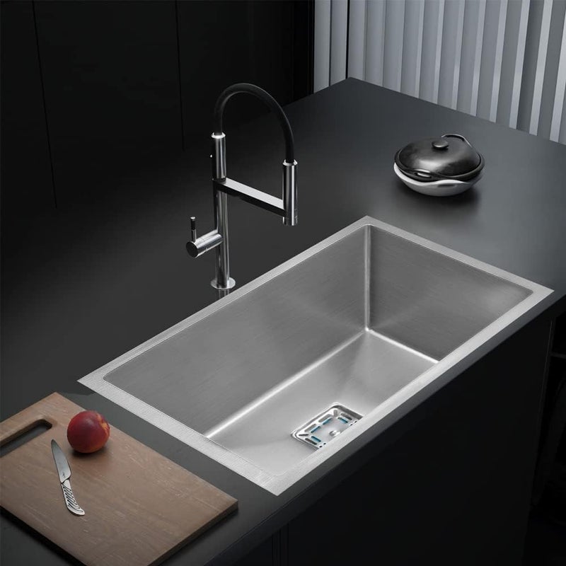 EVANEX 304 Grade Handmade Stainless Steel Single Bowl Kitchen sink 32 x 20 x 9 - Image 1