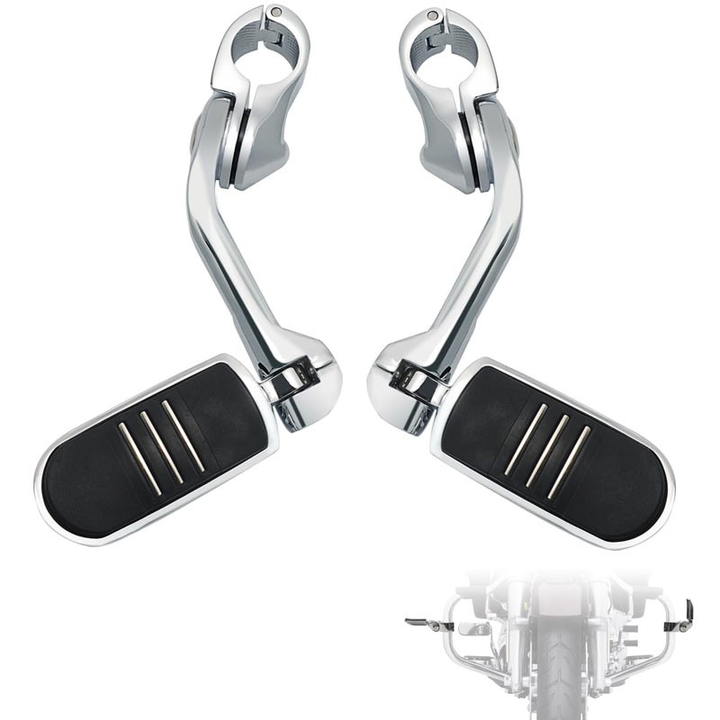 FOVPLUE 125 Highway FootpegsLong Angled Adjustable Highway Pegs wMounts for Harley Touring Street Glide Electra Glide Road King Softail CVO Dyna Trike VRSC Sportster w32mm Engine GuardChrome3
