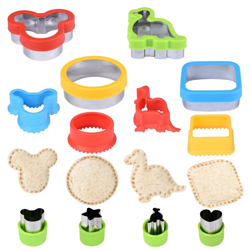 Hhyn Hhyn Sandwich Cutter and Sealer  Uncrustables Maker Dinosaur Mickey Circle Square Shape Cookie Cutters Bread Decruster Pancake Maker DIY Sandwich Cutter for Kids  Vegetable Fruit Cutter Set