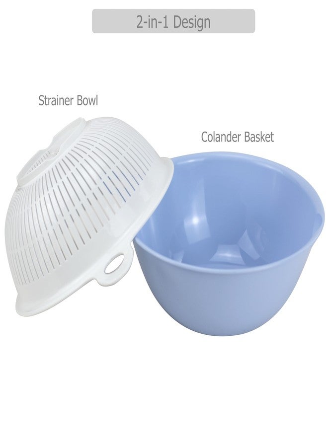 EIKS 2 Pack Plastic Kitchen Colander Basket with Strainer Bowl for Washing Draining Vegetables Fruit Grains Salad Cooing Preparation - Image 3