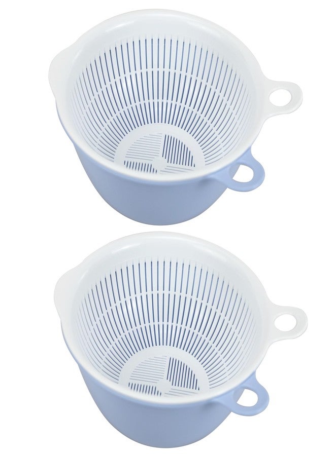 EIKS 2 Pack Plastic Kitchen Colander Basket with Strainer Bowl for Washing Draining Vegetables Fruit Grains Salad Cooing Preparation - Image 1