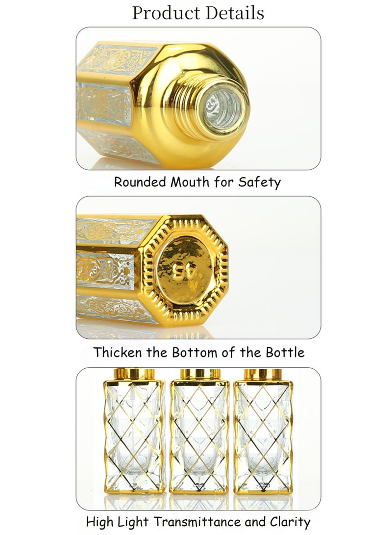 3 عبوات 10 مل زجاجة عطر مزخرفة قابلة لإعادة التعبئة ، زجاجات عطر عتيقة فارغة وزجاجة زيت أساسي ، زجاجة عطر زجاجية كريستالية مزخرفة ، هدية فتاة للنساء بديكور المنزل (رأس رذاذ / قضبان زجاجية / رأس كروي) - Image 5