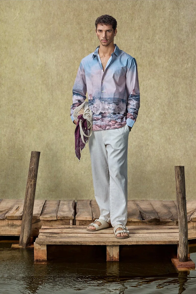 سنيتش قميص نادي اليخوت الفاخر بطبعة الشاطئ