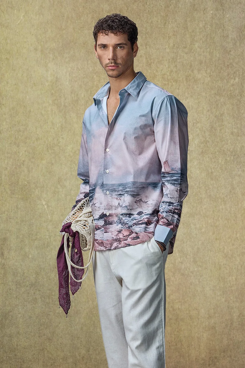 SNITCH Yacht Club Luxe Seashore Print Shirt