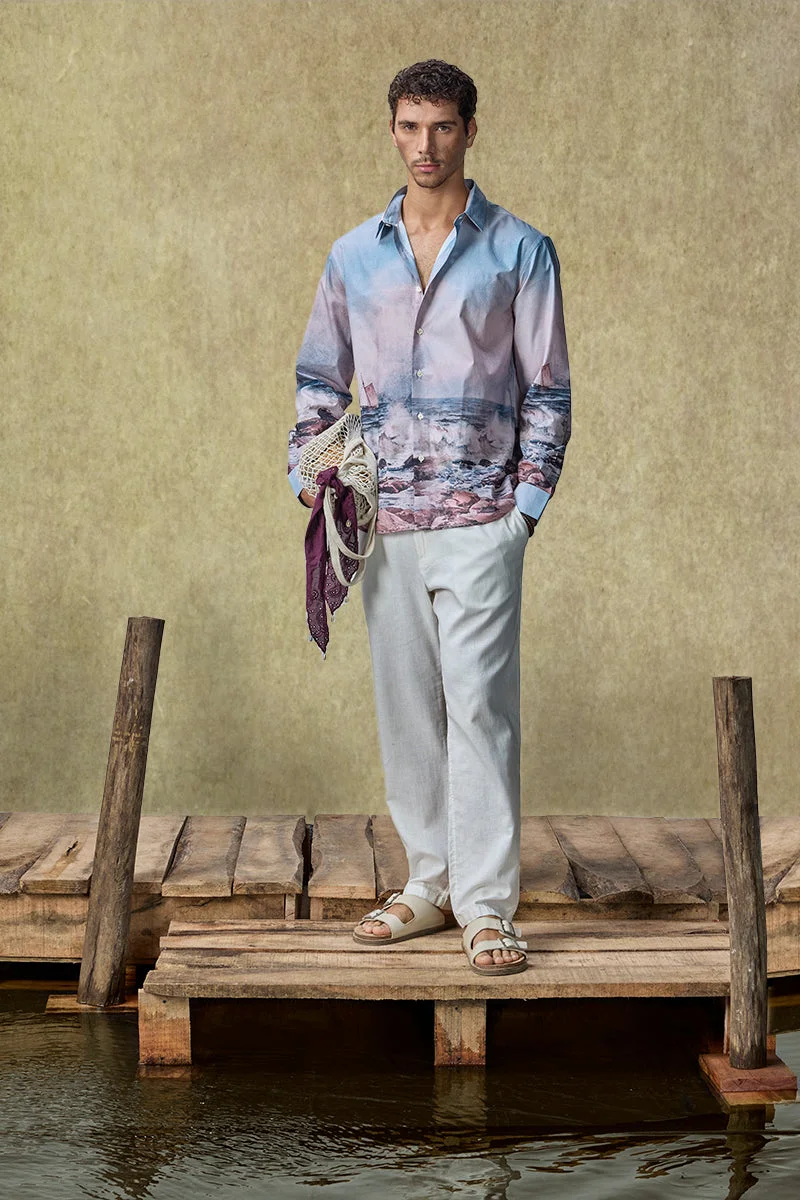 SNITCH Yacht Club Luxe Seashore Print Shirt