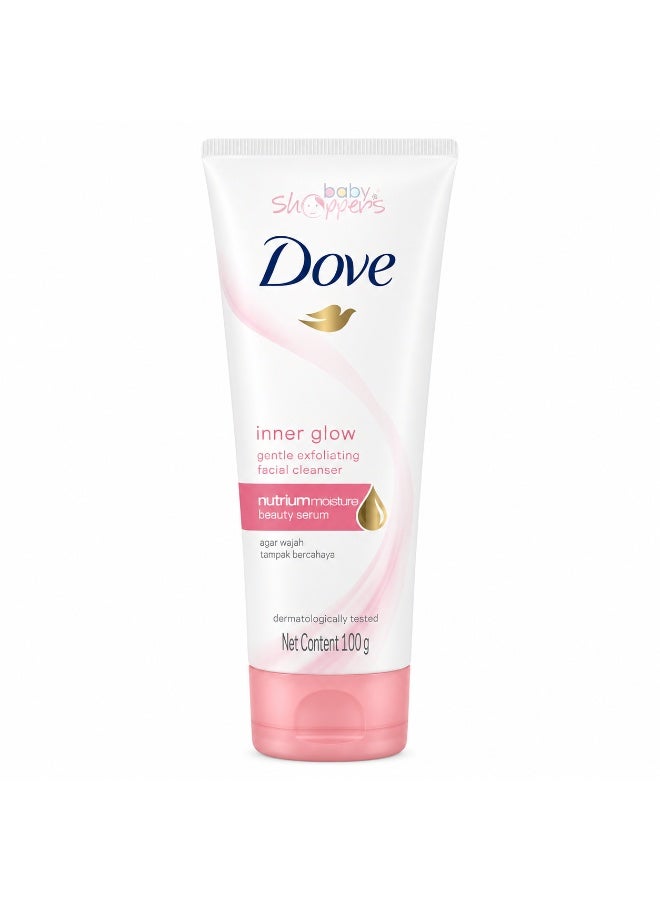 DOVE Inner Glow غسول للوجه 100 جم - غسول يومي لتنظيف البشرة بلطف ومنحها إحساسا بالانتعاش والنعومة