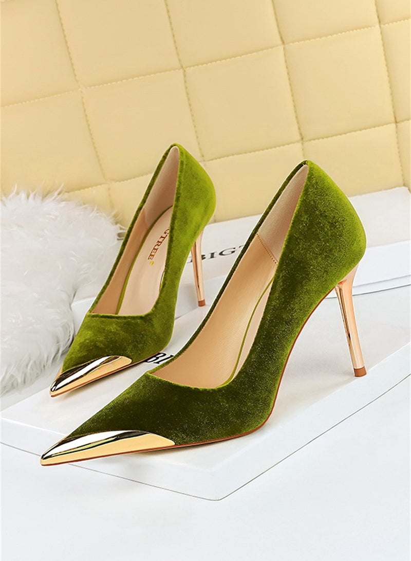 بيج تري أزياء عالية الكعب أحذية عالية الكعب أحذية عالية الكعب 10cm أخضر - Image 1