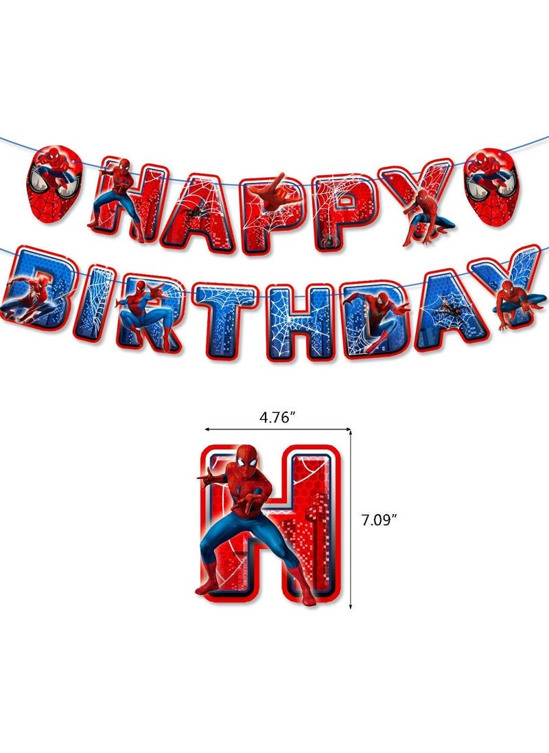 MARVEL Spiderman Theme Birthday Party Decoration Children's Birthday Flag Cake Card Balloon Set Superhero Theme Party Suit Multicolor - Image 2