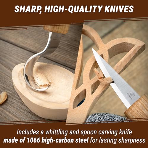BeaverCraft Wood Spoon Carving Kit for Beginners DIY04 - Whittling Set Includes Spoon Carving Tools, Sloyd Whittling Knife Hook Knife, Basswood Blank - Woodworking Hobby Kit for Adults & Kids - Image 4