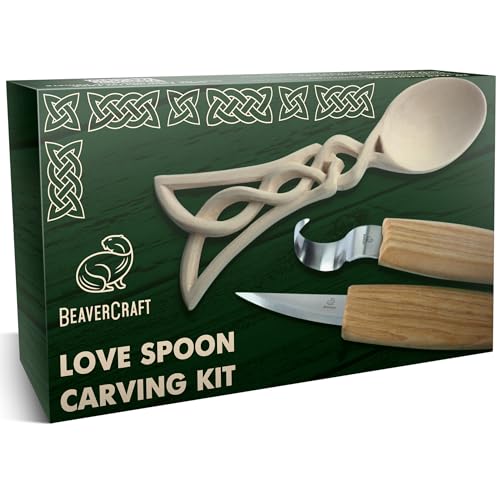 BeaverCraft Wood Spoon Carving Kit for Beginners DIY04 - Whittling Set Includes Spoon Carving Tools, Sloyd Whittling Knife Hook Knife, Basswood Blank - Woodworking Hobby Kit for Adults & Kids - Image 1