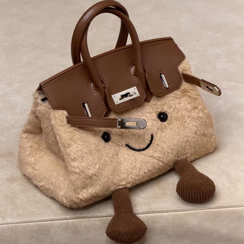 Plush Smiley Face Women's Shoulder Bag 2025 - Image 1