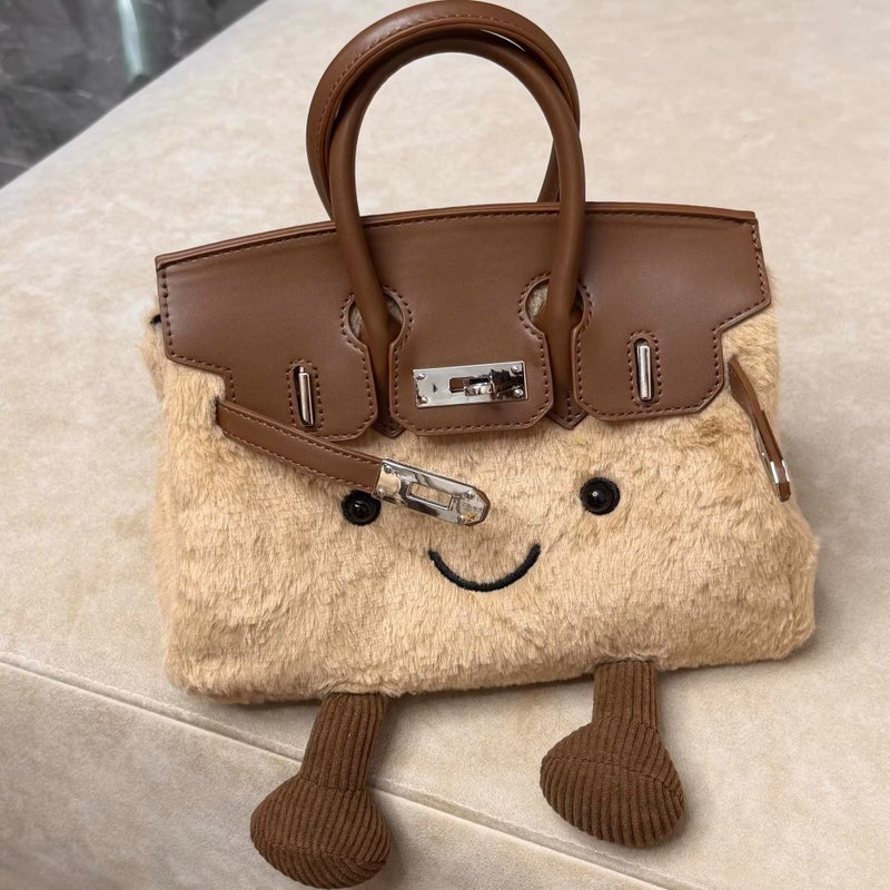 Plush Smiley Face Women's Shoulder Bag 2025 - Image 2