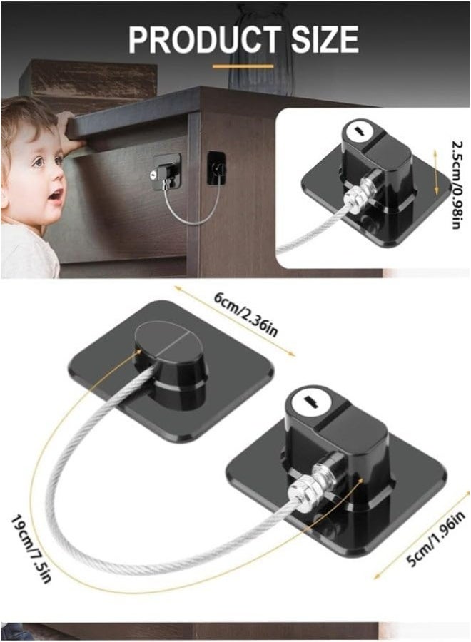 Poaker Adhesive Child Safety Locks With Keys Window And Fridge Door Locking Devices For Kids And Pet Protection Secure Cabinets Roof Windows Balcony And Appliances Black - Image 2
