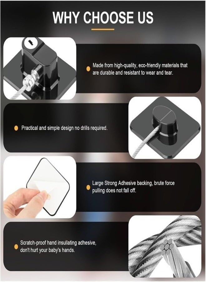 Poaker Adhesive Child Safety Locks With Keys Window And Fridge Door Locking Devices For Kids And Pet Protection Secure Cabinets Roof Windows Balcony And Appliances Black - Image 5