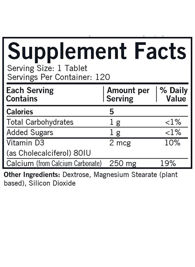 Kirkman Calcium 250Mg With Vitamin D3 120 Tablets Essential Minerals Helps Maintain Strong Bones Hypoallergenic - Image 3