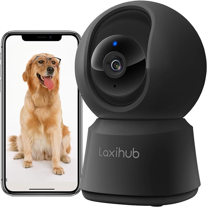 Laxihub P2F 5MP Indoor WiFi Pan tilt Zoom Home Security Camera, Baby Monitor with Camera and Audio, FHD, Night Vision, 2-Way Audio, AI Motion Detection Compatible with Alexa & Google Assistant - Image 1