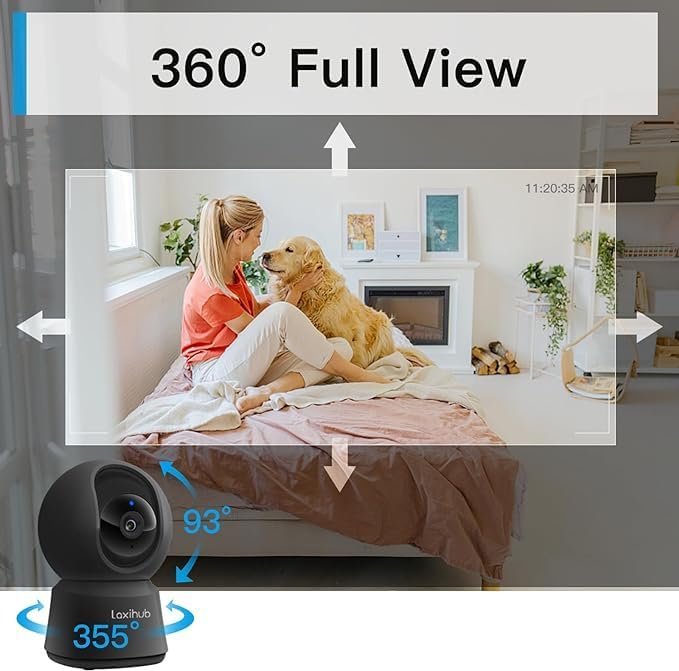 Laxihub P2F 5MP Indoor WiFi Pan tilt Zoom Home Security Camera, Baby Monitor with Camera and Audio, FHD, Night Vision, 2-Way Audio, AI Motion Detection Compatible with Alexa & Google Assistant - Image 2