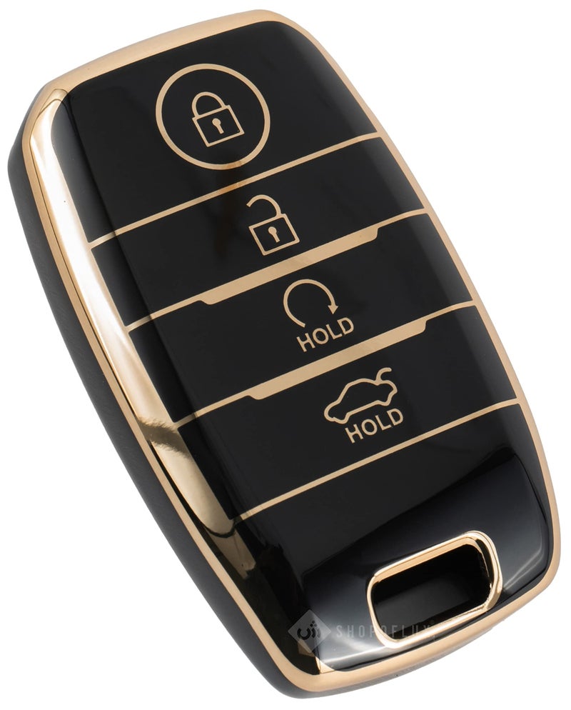 SHOPOFLUX TPU Key Cover Compatible with Kia Seltos | Sonet | Carens 4 Button Smart Key (Black) - Image 1