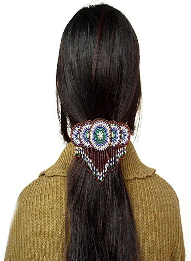 La vivia Handmade Beaded Indian Hair Barrette,Seed Beaded Native American Style Hair Clip for Women,Beaded Hair Band, Suitable for Different Occasions & Gifting. - Image 2