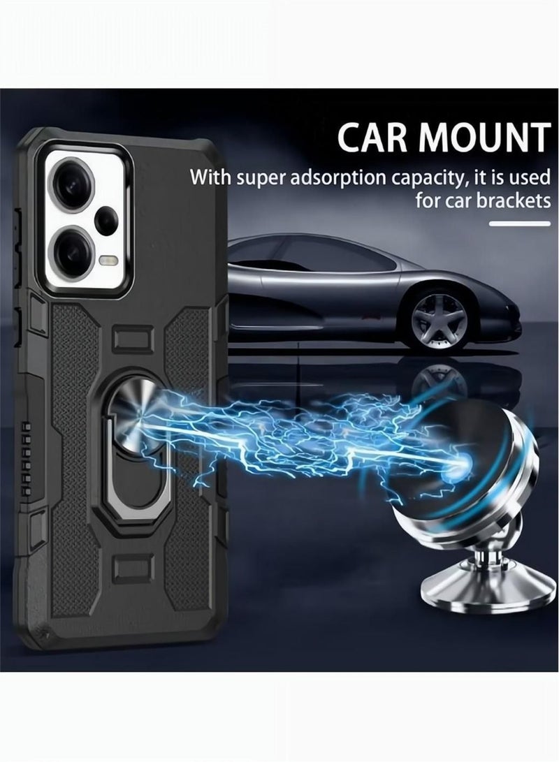 Phone Case for Xiaomi Redmi Note 12 Pro 5G Ring Holder Case with Shockproof Kickstand Magnet Stand Car Ring Military Grade Protector Hard Phone Back Cover Black - Image 5
