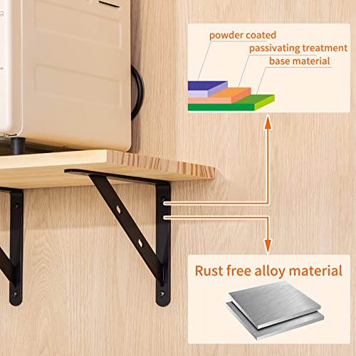 Firmetal 12 Pack 8" x 6" Heavy Duty Aluminum Alloy Shelf Brackets, Max Load 360 lbs, Black, Wall Mount - Image 5