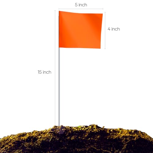 Zozen 50Pack Fluorescent Orange Marking Flags, Writable/15x4x5 Inch, Yard Flags for Lawn & Irrigation & Landscape & Sprinkler & Survey & Dog Training. - Image 2