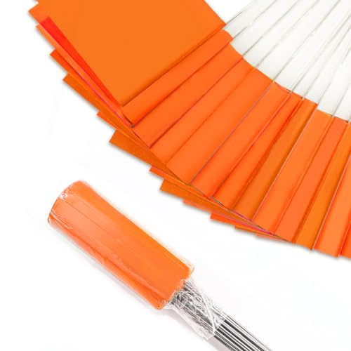 Zozen 50Pack Fluorescent Orange Marking Flags, Writable/15x4x5 Inch, Yard Flags for Lawn & Irrigation & Landscape & Sprinkler & Survey & Dog Training. - Image 1