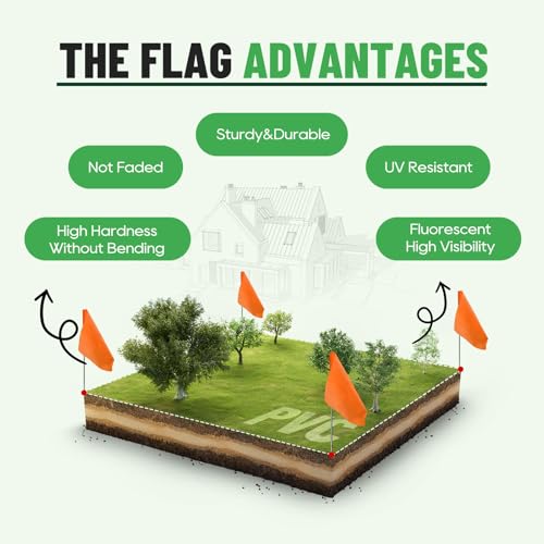 Zozen 50Pack Fluorescent Orange Marking Flags, Writable/15x4x5 Inch, Yard Flags for Lawn & Irrigation & Landscape & Sprinkler & Survey & Dog Training. - Image 3