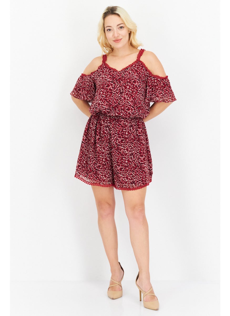 Women All Over Print Cold Shoulder Playsuits, Dark Red Combo - pzsku/ZF6AE1530206EFDDFB419Z/45/_/1737642159/8604f7d9-96e3-4a50-8d01-aba9b1f1e34c