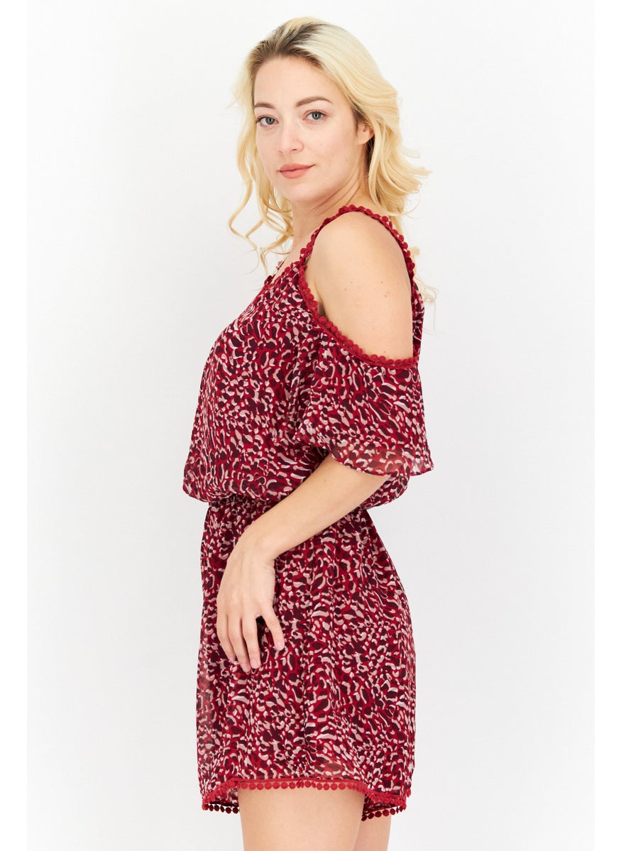 Women All Over Print Cold Shoulder Playsuits, Dark Red Combo - pzsku/ZF6AE1530206EFDDFB419Z/45/_/1739110531/6f0df65b-882c-45ee-91b7-46441c7ad154