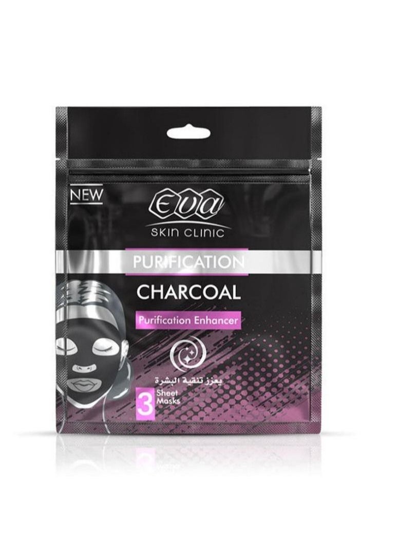 Eva 3 Sheet- Skin Clinic Charcoal Mask 