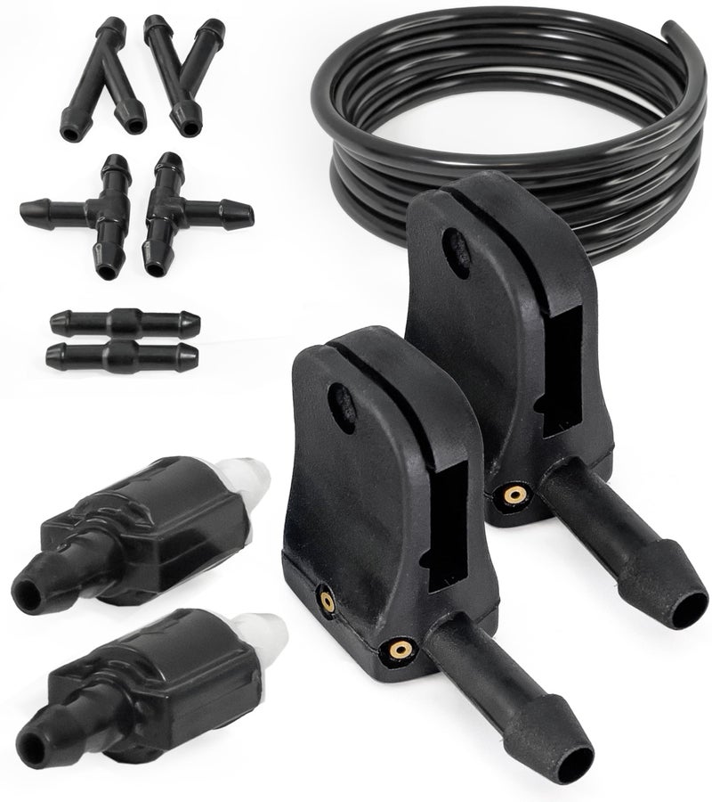 Click&Fit 3-way Truck&Van Windshield Washer Spray Nozzles Extension kit replacement for Ford Transit, Freightliner, Dodge Sprinter, VW Crafter, Peterbilt â€“ Washer jets for Wiper Arm 10-12mm 0.4-0.47", Click&Fit - Image 1