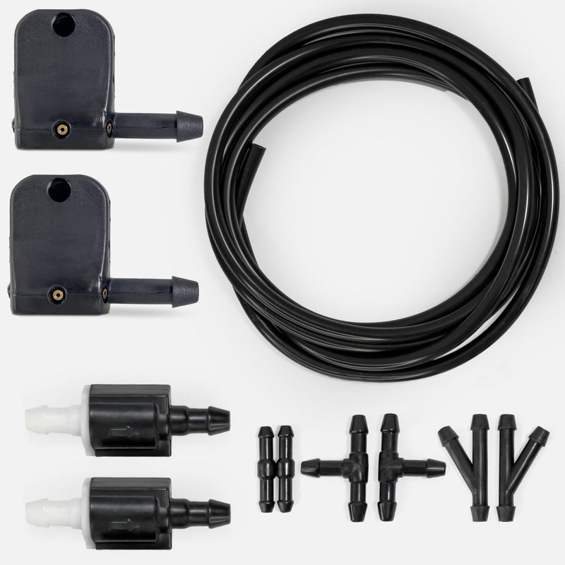 Click&Fit 3-way Truck&Van Windshield Washer Spray Nozzles Extension kit replacement for Ford Transit, Freightliner, Dodge Sprinter, VW Crafter, Peterbilt â€“ Washer jets for Wiper Arm 10-12mm 0.4-0.47", Click&Fit - Image 2